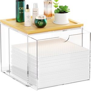 Drawer Disposable Face Towel Holder Box, Acrylic Facial Towel Container For Xl😒
